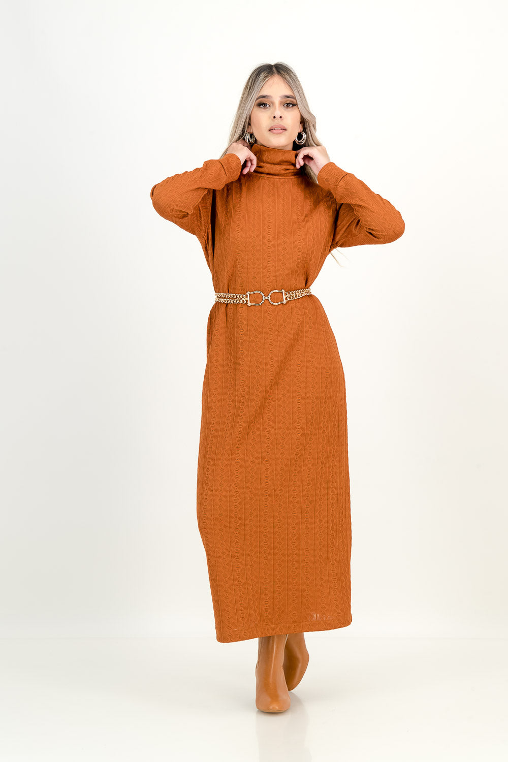 KNIT DRESS - rust