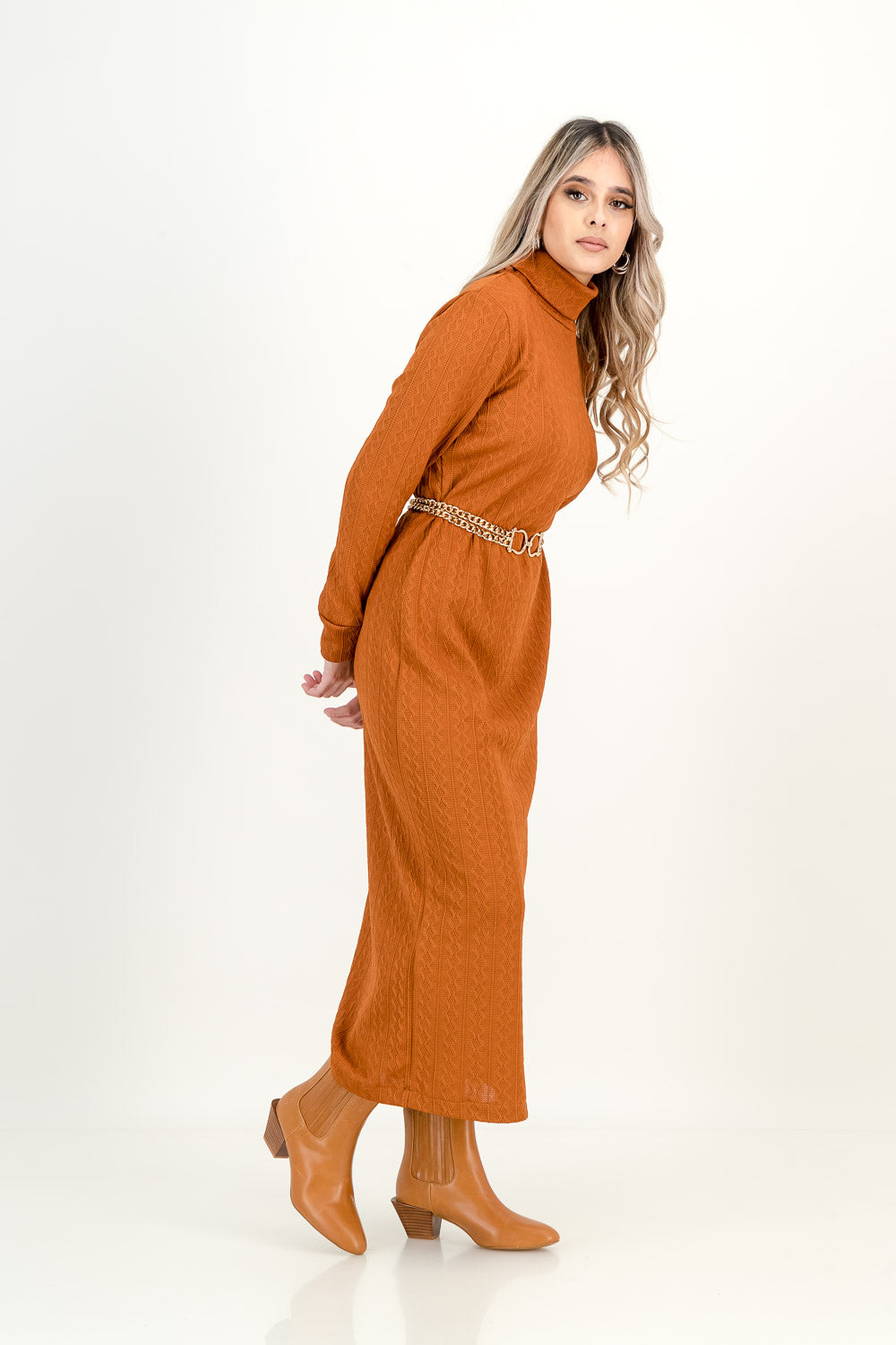KNIT DRESS - rust