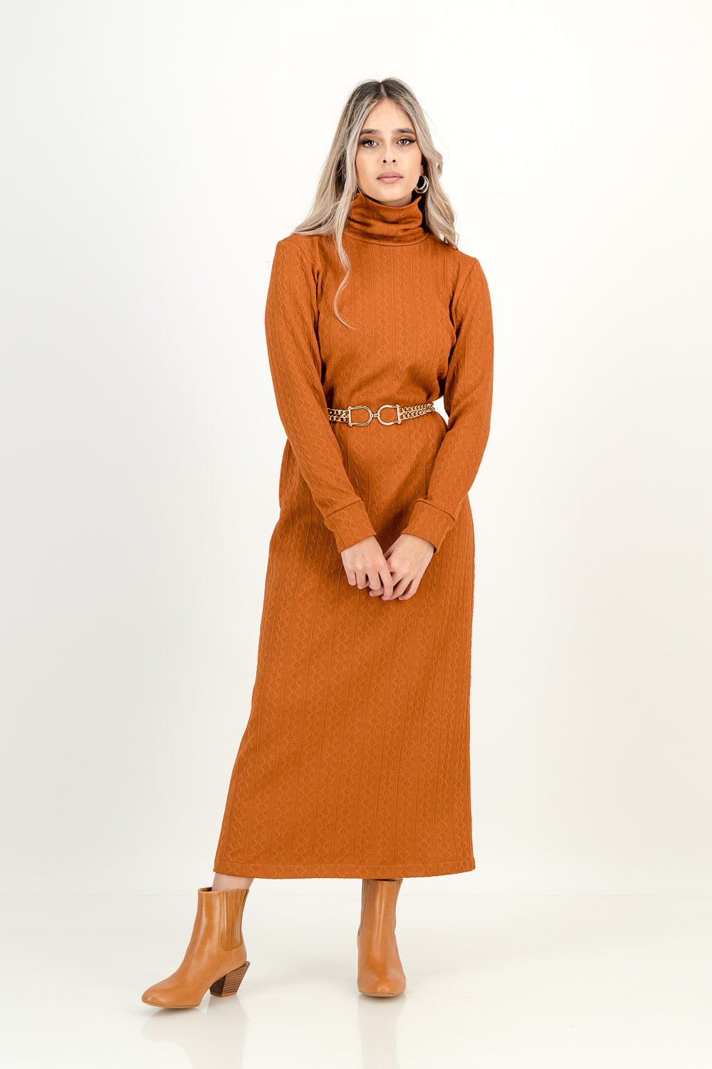 KNIT DRESS - rust