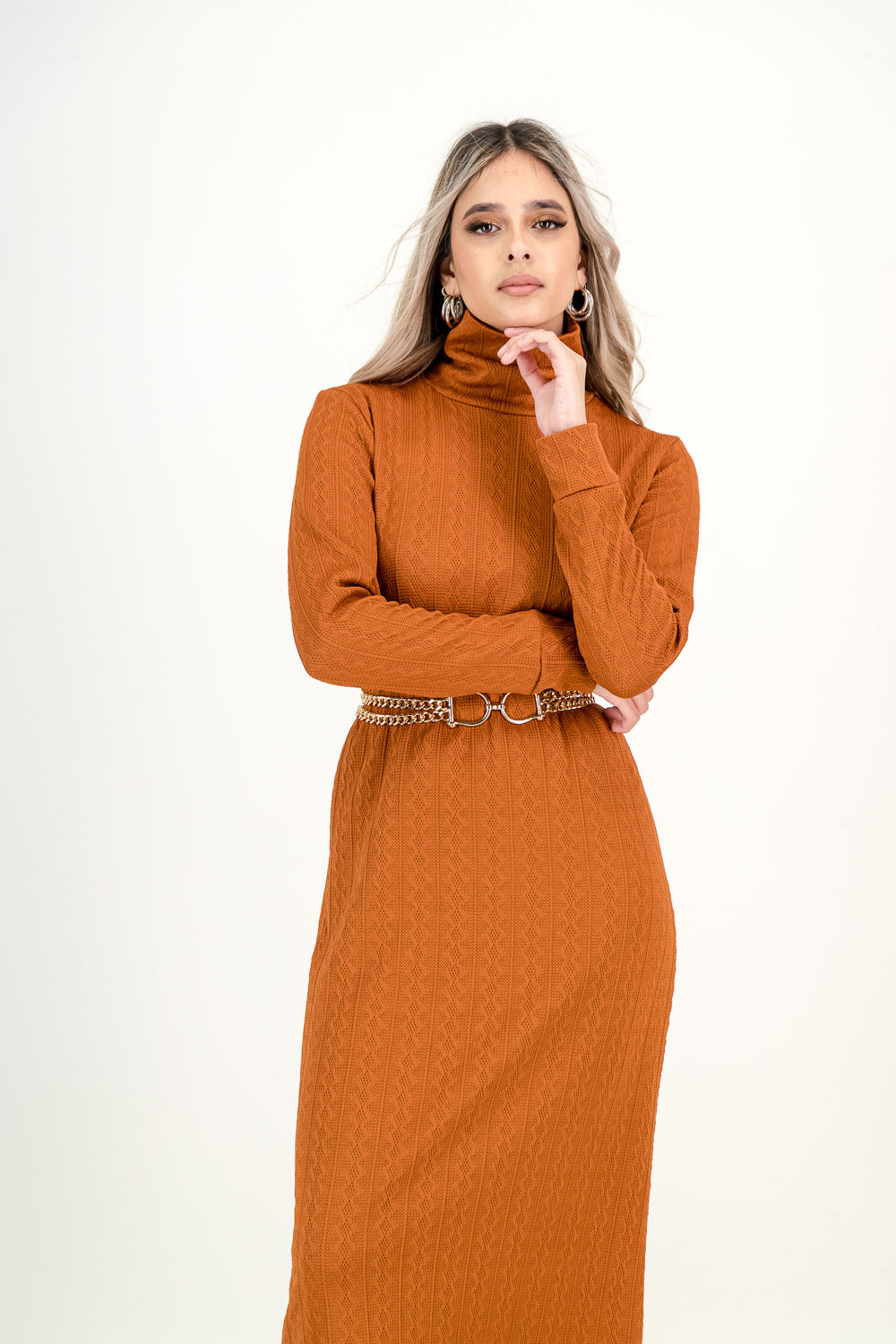 KNIT DRESS - rust