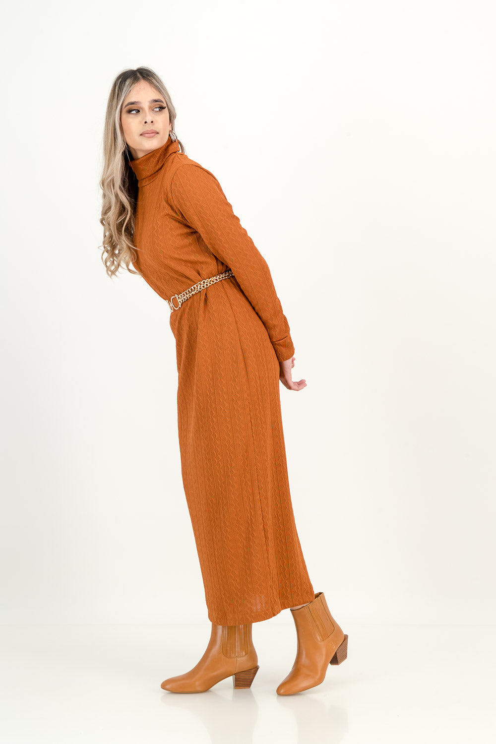 KNIT DRESS - rust