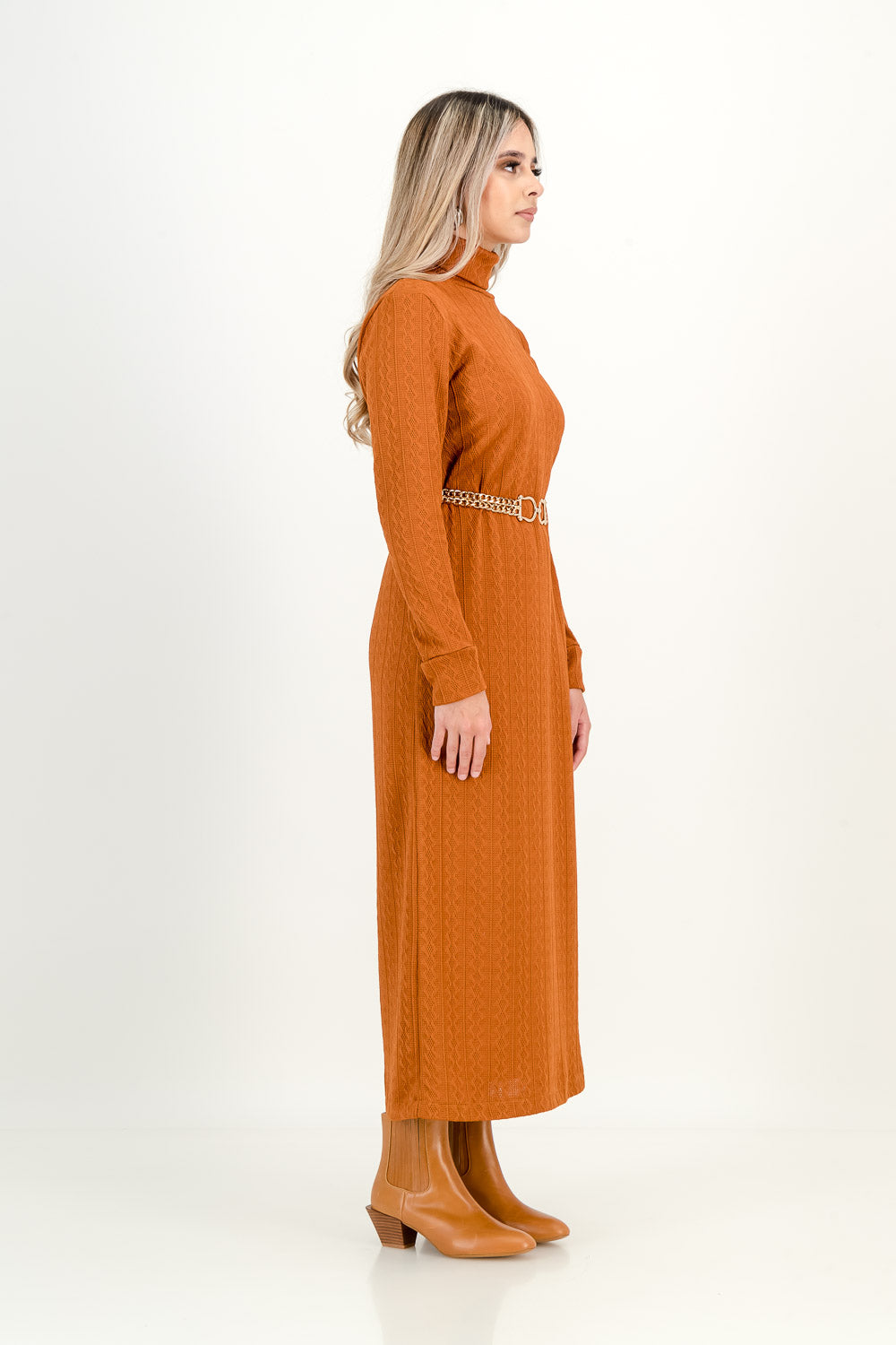 KNIT DRESS - rust