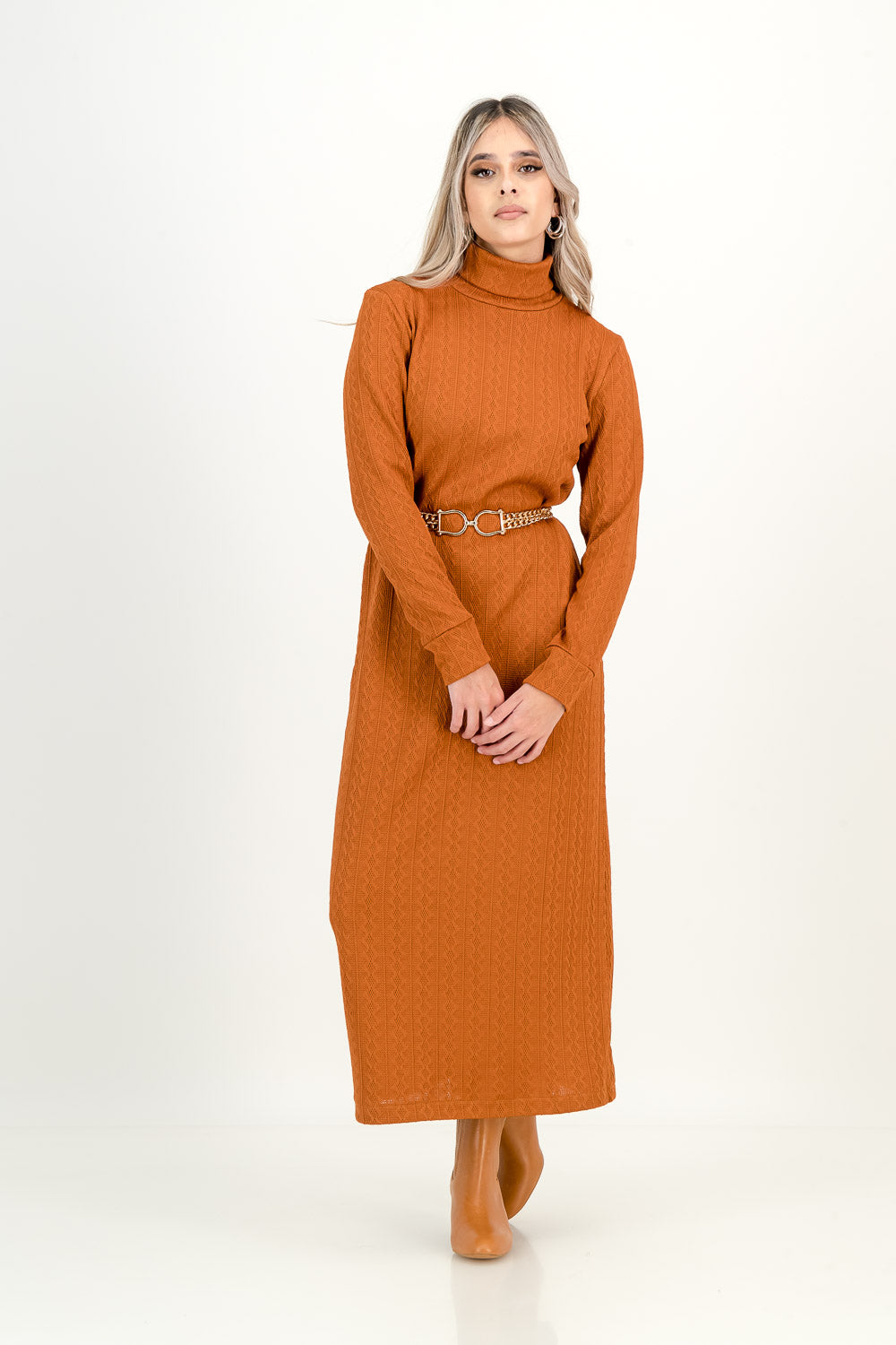 KNIT DRESS - rust