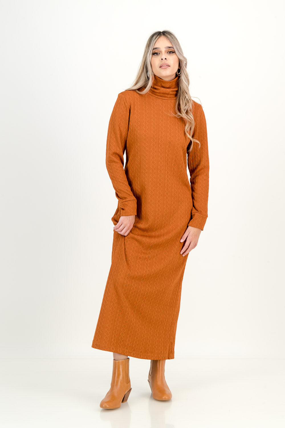KNIT DRESS - rust