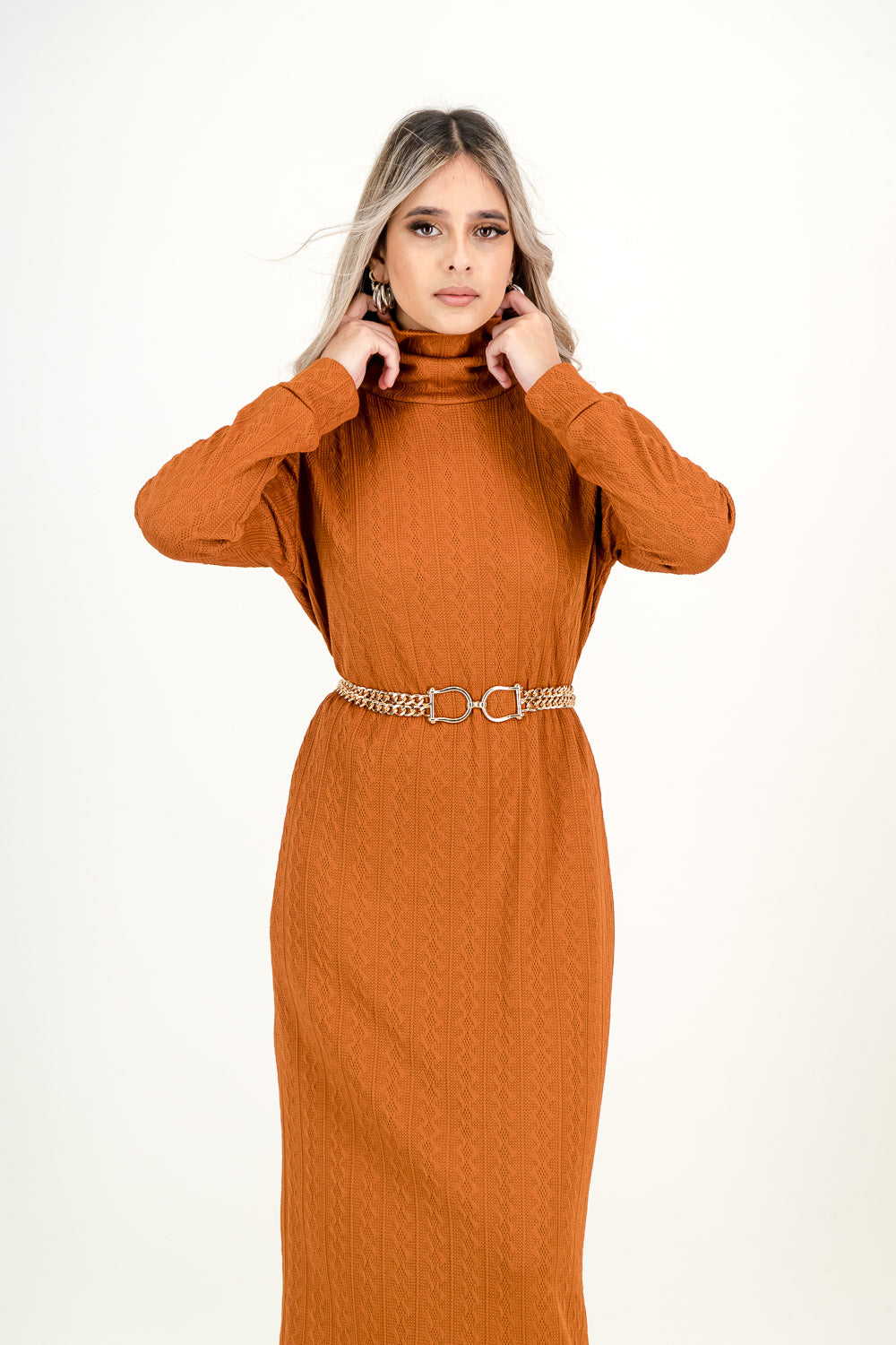 KNIT DRESS - rust