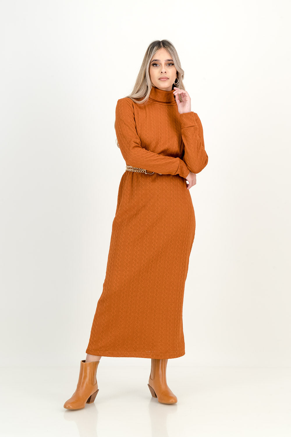 KNIT DRESS - rust