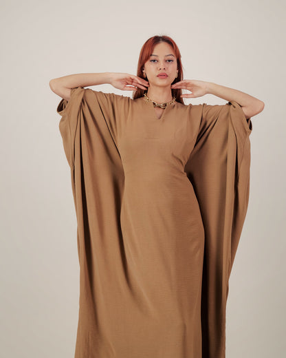 butterfly abaya dress  -  brown