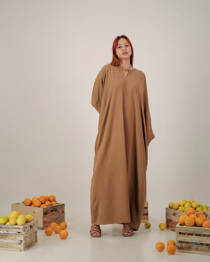 butterfly abaya dress  -  brown