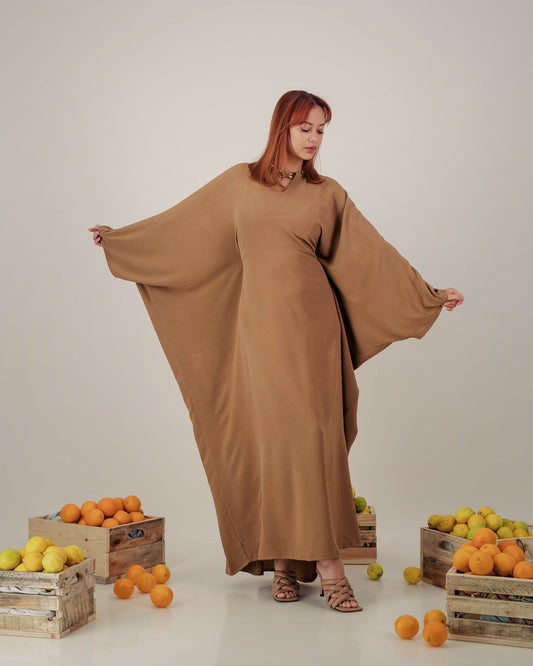 butterfly abaya dress  -  brown