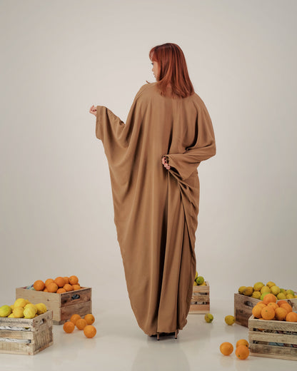 butterfly abaya dress  -  brown