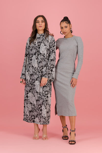 CREW BODY-CON DRESS  - grey