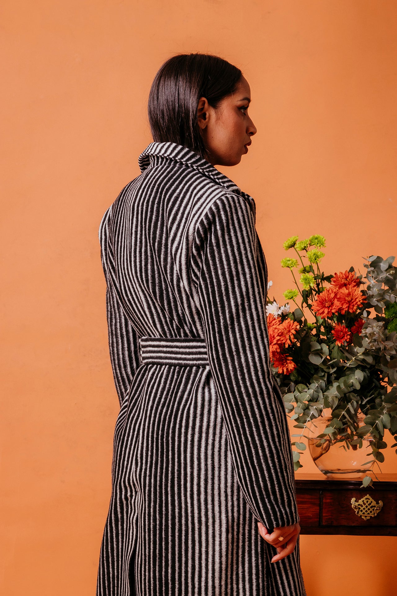 ANNA COAT TRENCH - black and white